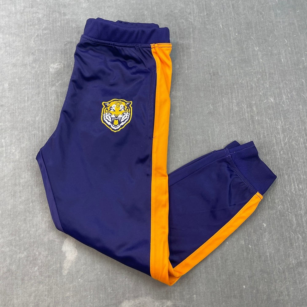 LSU‎ Tigers Youth XL Purple Orange Jogger Track Pants Tiger Mascot Side Stripe